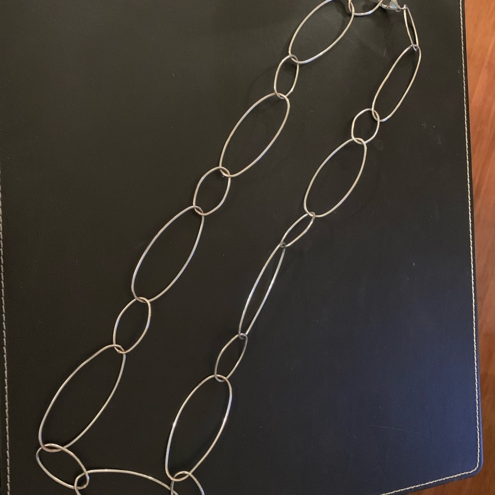 Ralph Lauren Elegant Silver Oval Necklace - app 40 inches
